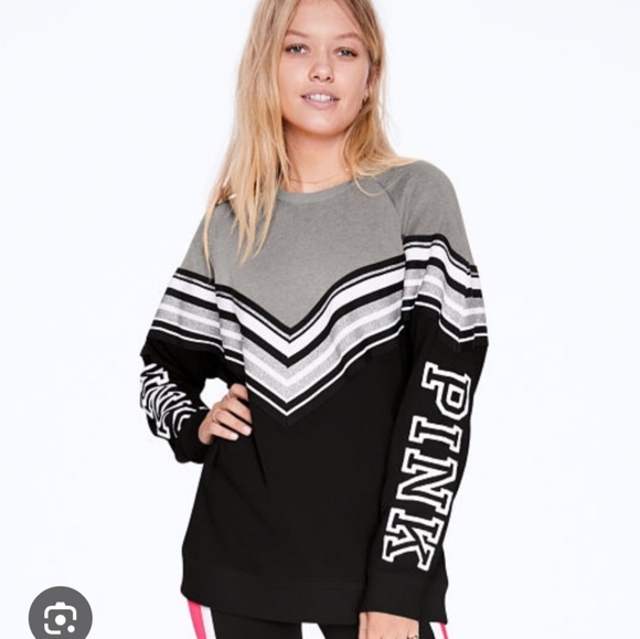 PINK Victoria's Secret Sweaters - PINK Victoria's Secret Gray and Black Sweater